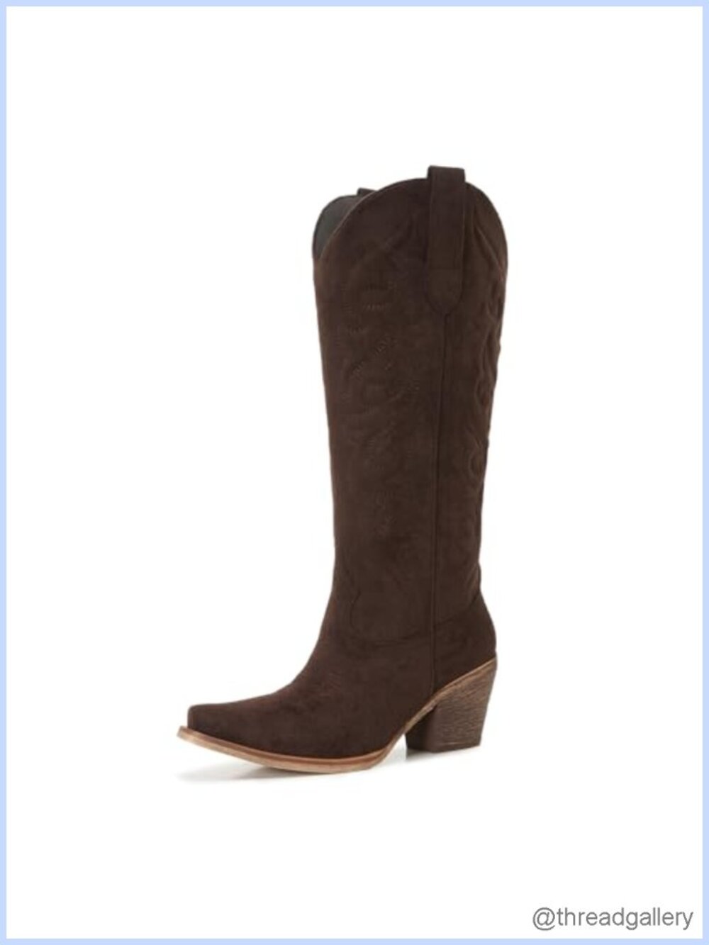 Western Cowgirl Knee High Boots Snip Toe Suede Women's